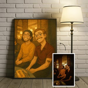 Custom Ghibli Style Portrait from Photo – Personalized Anime Art for Couples, Family or Friends – Romantic Studio Ghibli Gift
