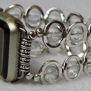 Silver Ovals and Clear Beads Band for Apple Watch