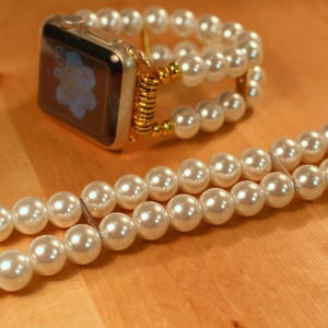 Apple Watch Band, Watch Band for Apple Watch, White Pearl Apple Watch Band Bracelet image 5