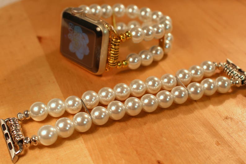 Apple Watch Band, Watch Band for Apple Watch, White Pearl Apple Watch Band Bracelet image 5