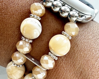 Golden Mother of Pearl Smartwatch Band fits Apple Watch