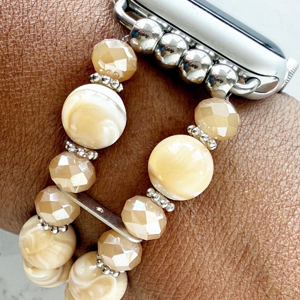 Golden Mother of Pearl Smartwatch Band fits Apple Watch