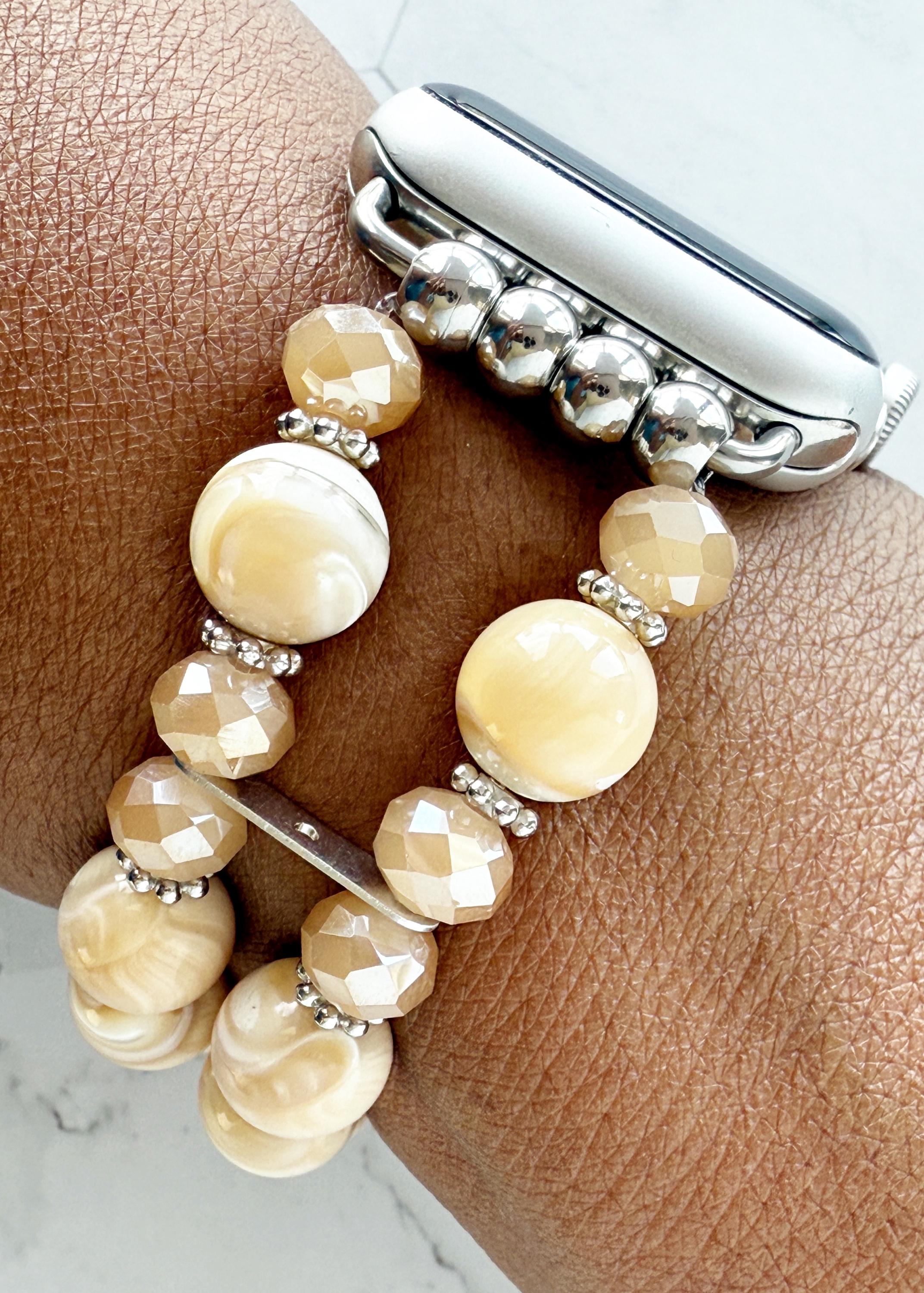 Golden Mother of Pearl Smartwatch Band Fits Apple Watch  display picture 1