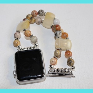 Crazy Agate and Yellow Agate Beads Band for Apple Watch, Apple Watch Band