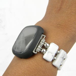 Correa de reloj inteligente Howlite blanco mate para Fitbit Versa - Versa 2, Versa 3, Versa 4, Sense imagen 1