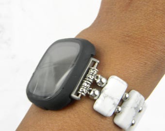 Matte White Howlite Smartwatch Band for Fitbit Versa Smartwatch - Versa 2, Versa 3, Versa 4, Sense