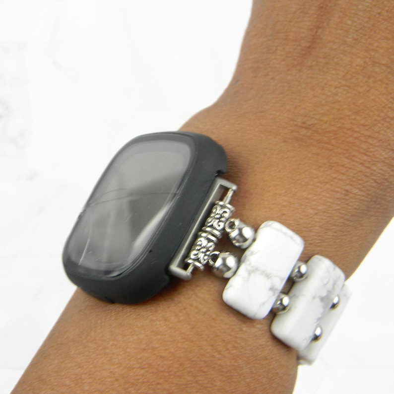 Correa de reloj inteligente Howlite blanco mate para Fitbit Versa - Versa 2, Versa 3, Versa 4, Sense imagen 1