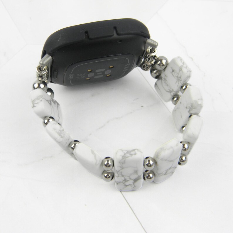 Correa de reloj inteligente Howlite blanco mate para Fitbit Versa - Versa 2, Versa 3, Versa 4, Sense imagen 3