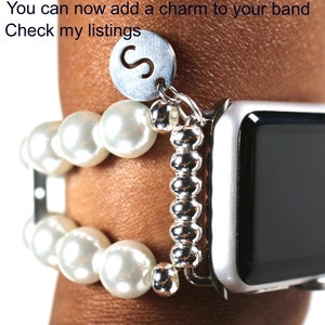 Silver Ovals and Silver Glass Beads Band for Apple Watch image 7
