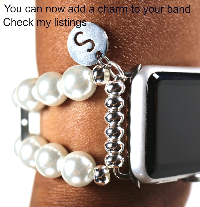 Silver Ovals and Silver Glass Beads Band for Apple Watch image 7