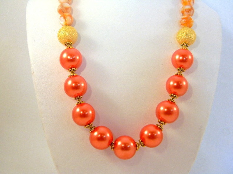 Orange Pearl Necklace Pearl Necklace Mother of Pearl Necklace