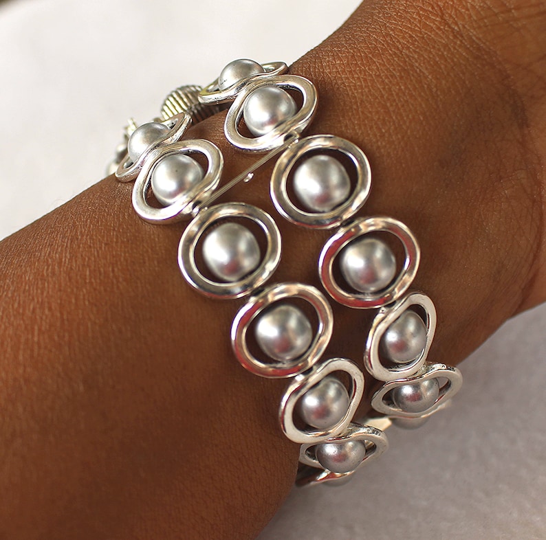 Silver Ovals and Silver Glass Beads Band for Apple Watch image 5