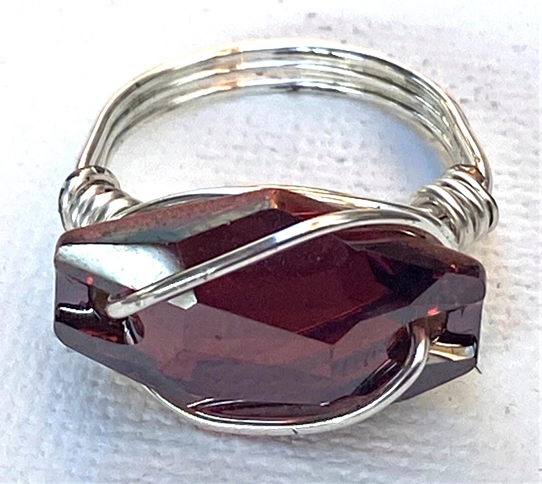 Ruby Crystal Hexagon Wire Wrapped Ring - Etsy