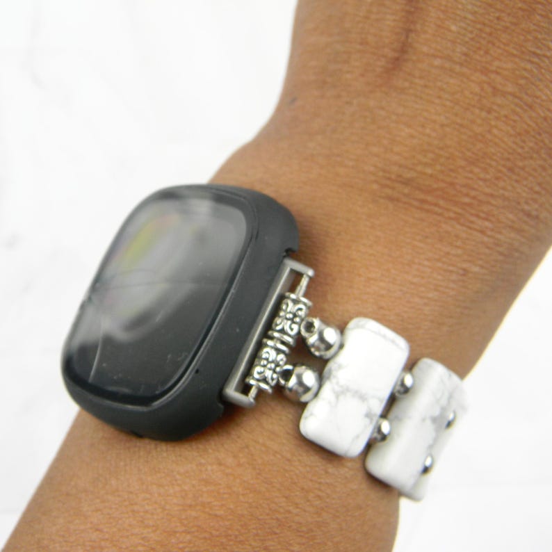 Correa de reloj inteligente Howlite blanco mate para Fitbit Versa - Versa 2, Versa 3, Versa 4, Sense imagen 6