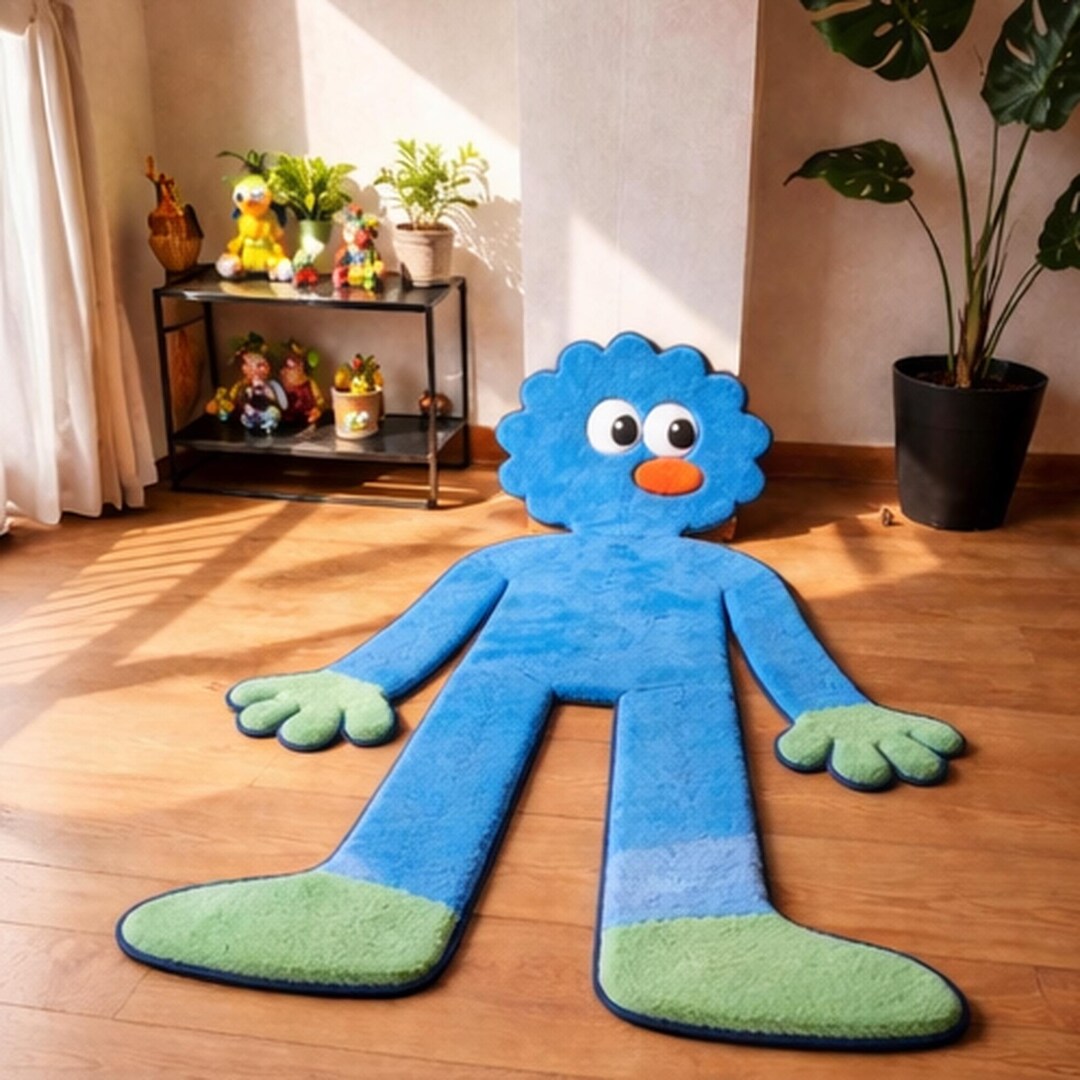 Monster Ink Rug Handmade Wool Monster Rug – Blue Abstract Area Rug - Etsy