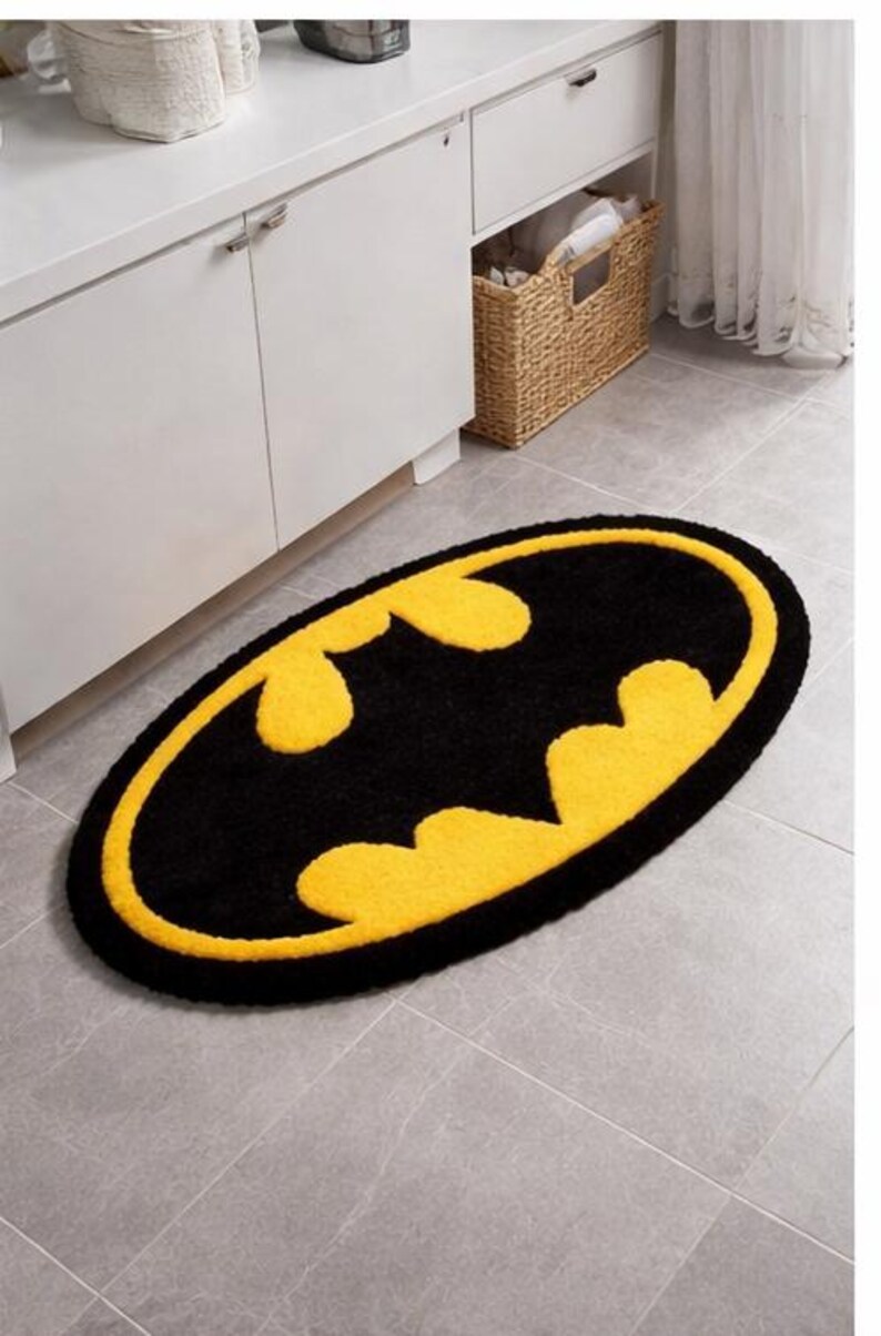The Batman Riddler Rug Batman Rug | Superhero Rug | Tufted Area Rug | Gaming Room Rug | Black ...