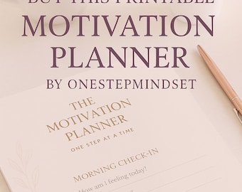 Motivatieplanner afdrukbaar | Dagelijks dagboek voor geestelijke gezondheid | Zelfzorgreflectiepagina's | Zachte structuur pdf | OneStepMindset
