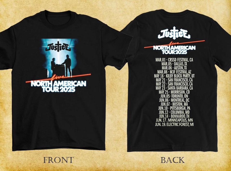 Justice Band American Tour 2025 Shirt Black Size S to 3XL - Etsy