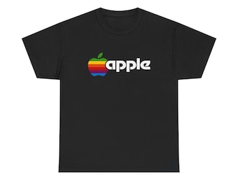 Camiseta con el logotipo de Apple, estilo retro gaming, unisex, de algodón grueso, tallas S a 3XL