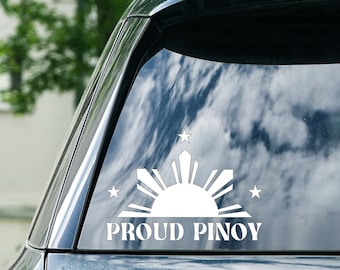 Pinoy Pride Decal | Proud Pinoy | Proud Pinoy Decal | Filipino Sun and Stars | Filipino Flag Decal | Filipino Car Sticker | Philippines