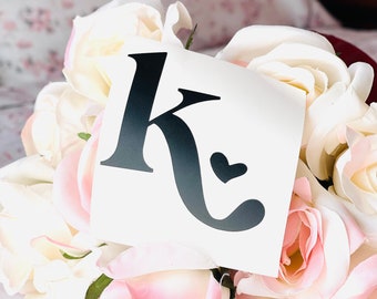 Single Letter Decal | Letter with Heart | Monogram Decal | Single Letter Monogram | Initials Decal | Car Decal | Tumbler Decal