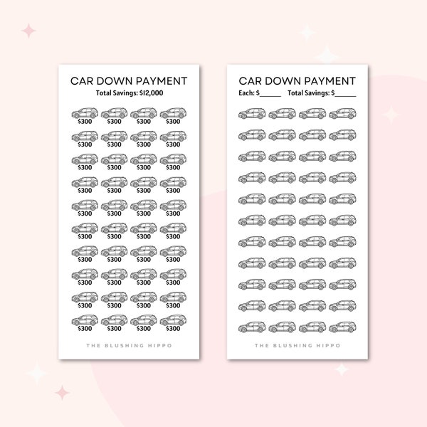 Car Downpayment Savings Tracker | Budget Tracker | Laminated Insert | Cash Envelope | Budget Binder | Savings Challenge | Sinking Fund