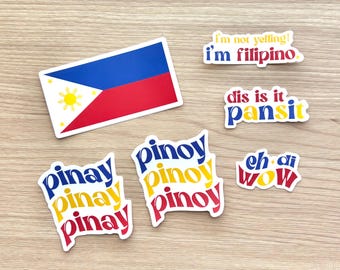 Philippine Flag Sticker | Eh Di Wow | Dis Is It Pansit | Pinoy | Pinay | I'm Not Yelling I'm Filipino | Filipino Stickers | Pinoy Stickers