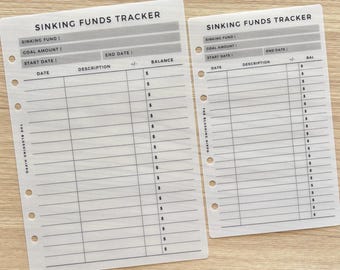 Sinking Funds Tracker Laminated Dashboard