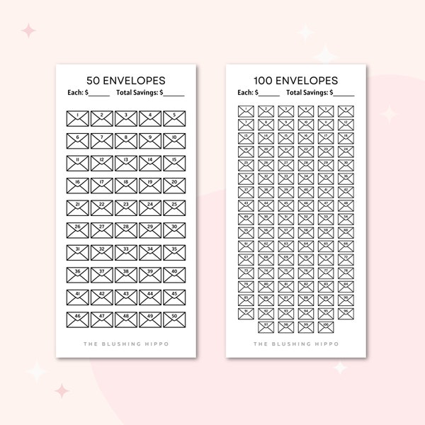 100 Envelopes | 50 Envelopes | 100 Envelopes Challenge | Savings Challenge | Budget Tracker | Laminated Tracker | Cash Envelope System | A6