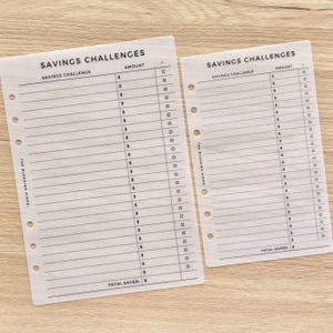 Savings Challenges Tracker Laminated Dashboard