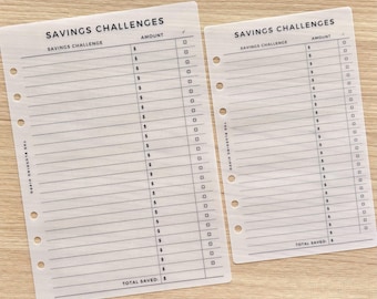 Savings Challenges Tracker Laminated Dashboard