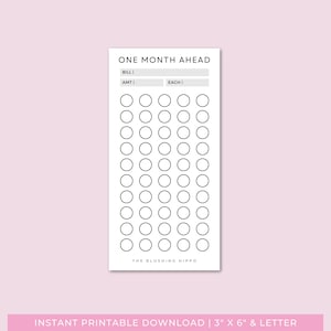 PRINTABLE One Month Ahead Savings Challenge