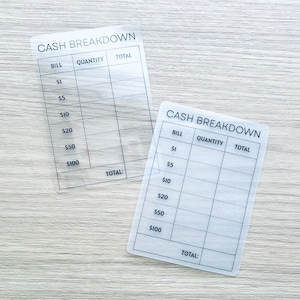Reusable Teller Slip | Cash Breakdown Slip | Cash Withdrawal Slip | Bank Slip | Budget System | Teller Slip | Budget Binder | Laminated Slip