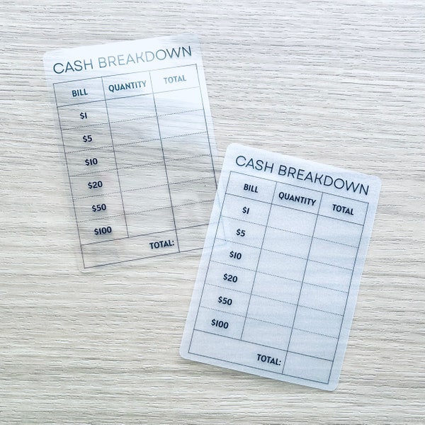 Reusable Teller Slip | Cash Breakdown Slip | Cash Withdrawal Slip | Bank Slip | Budget System | Teller Slip | Budget Binder | Laminated Slip