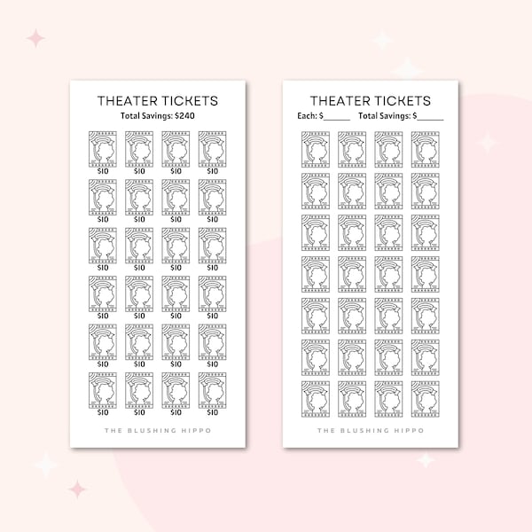 Theater Ticket Savings Tracker | Budget Tracker | Laminated Insert | Cash Envelope | Budget Binder | Savings Challenge | Sinking Fund