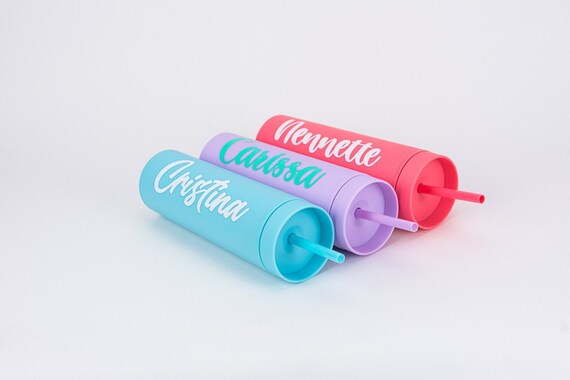 Personalized Skinny Tumbler with Lid and Straw | Pastel Acrylic Skinny Tumbler | Mom Bridesmaid Gift Il_570xn