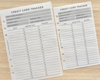 Credit Card Tracker Laminated Dashboard