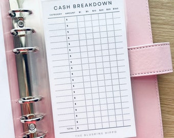 Cash Breakdown | Cash Tracker | Cash Envelope Breakdown | Cash Breakdown Sheet | Sinking Funds Envelopes Breakdown