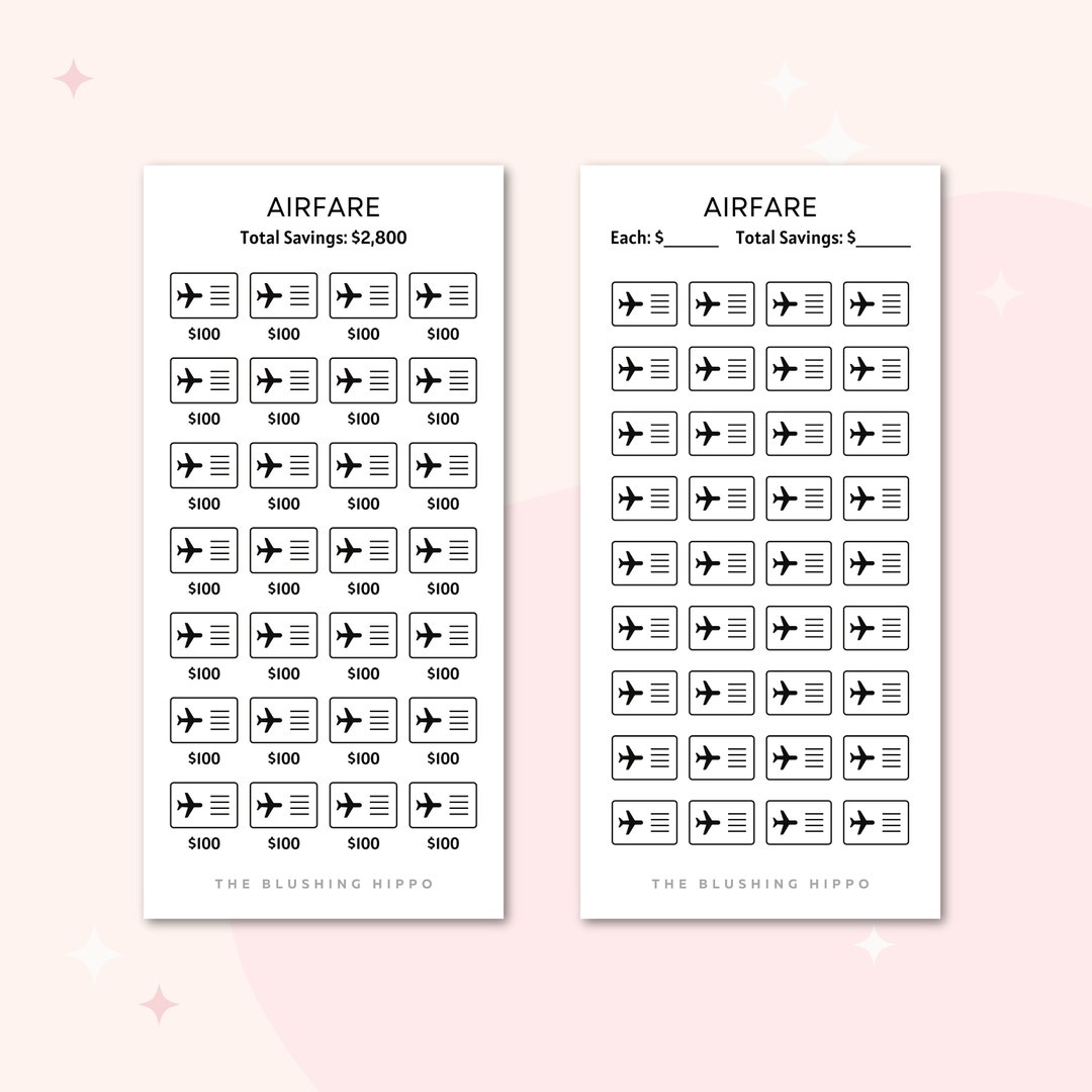 Airfare Savings Tracker Flight Savings Budget Tracker Laminated Insert