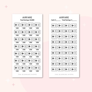 Airfare Savings Tracker | Flight Savings | Budget Tracker | Laminated Insert | Cash Envelope | Budget Binder | Savings Challenge