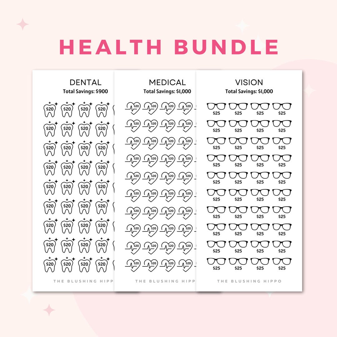 Health Savings Tracker Dental Savings Challenge Insert Medical Savings Challenge Insert Vision Savings Challenge Insert - Etsy