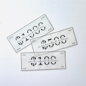 Laminated Placeholder | Minimalist Placeholder | Money Placeholder | Cash Placeholder | Cash Envelope Placeholder | 100 | 500 | 1,000