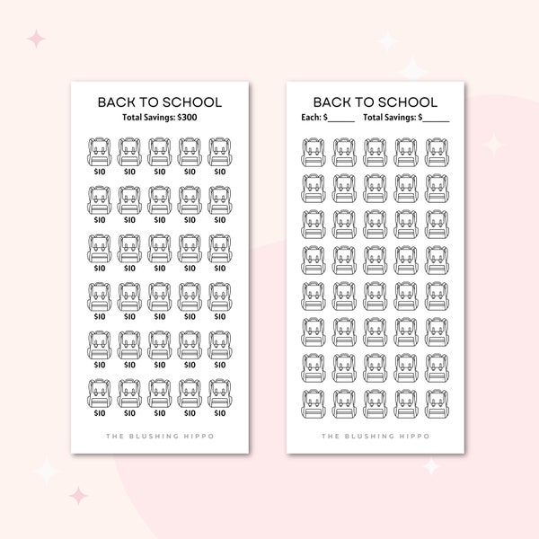 Back to School Savings Tracker | Budget Tracker | Laminated Insert | Cash Envelope | Budget Binder | Savings Challenge | Sinking Fund