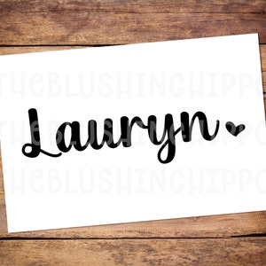 Name Decal Name with Heart Decal Custom Decal Custom Name Decal Name With Heart Sticker Name Sticker Vinyl Decal image 1