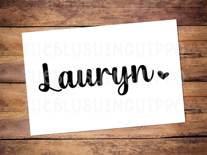 Name Decal Name with Heart Decal Custom Decal Custom Name Decal Name With Heart Sticker Name Sticker Vinyl Decal image 1