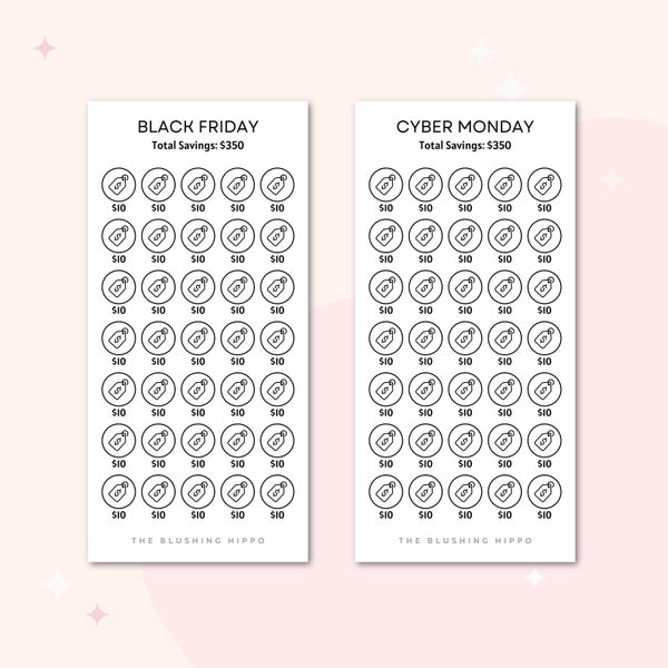 Black Friday | Cyber Monday | Shopping Savings | Black Friday Savings | Cyber Monday Savings | Savings Tracker | Budget Binder