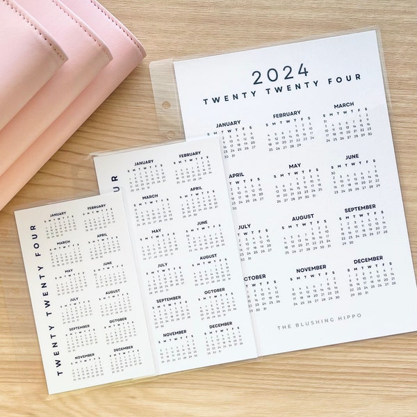 2024 Calendar | Calendar for A5 | Calendar for A6 | Calendar for A7 | Binder Calendar | Savings Calendar