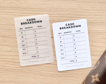 Laminated Cash Breakdown Withdrawal/Teller Slip
