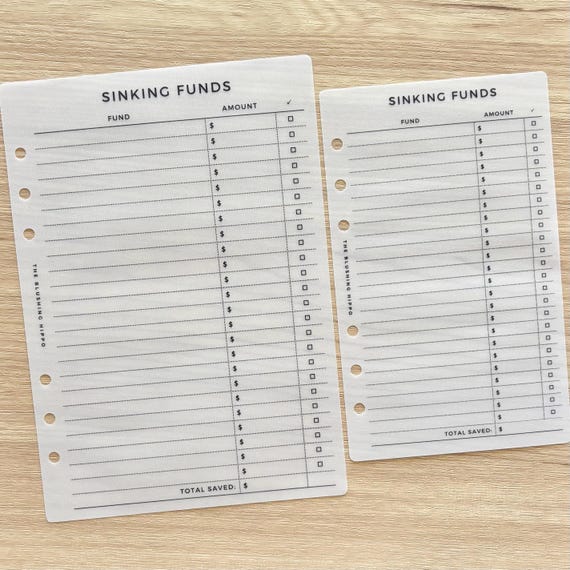 A5 A6 Sinking Funds Dashboard - Vellum Matte Laminate