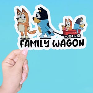 bluey familiewagensticker, bluey sticker, bluey stickers waterdicht, familiestickers, laptopstickers, waterflesstickers, stickervinyl